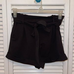 Black tie shorts with stretchy waistband